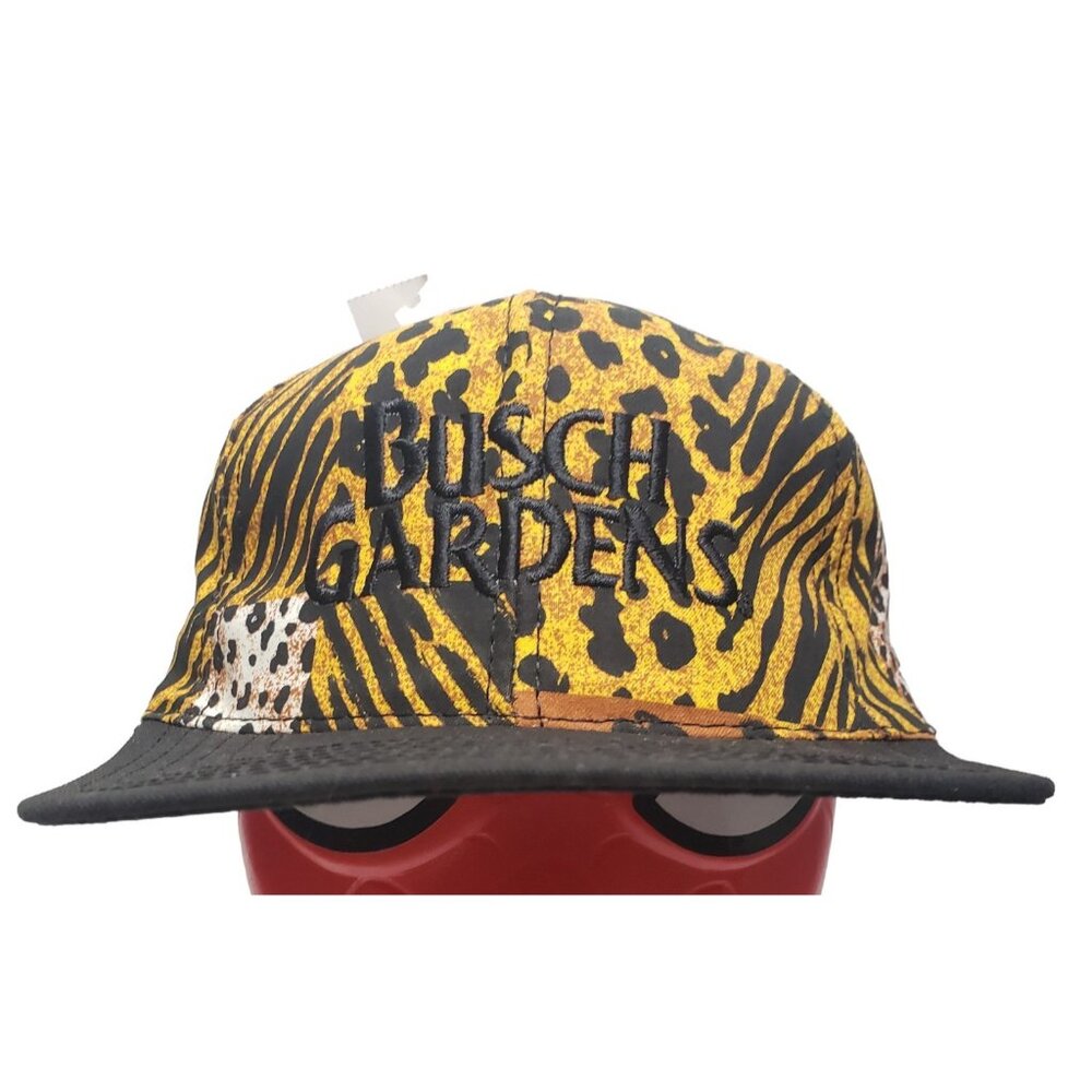 Busch Gardens Leopard Tiger Cheetah Print Hat USA Made Snapback Adjustable VTG